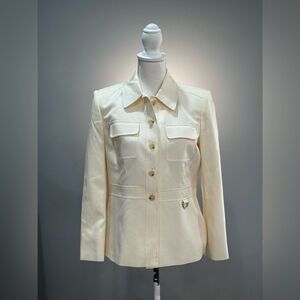 Off-White Vintage Talbots Silk Blend Blazer Size 6P EUC